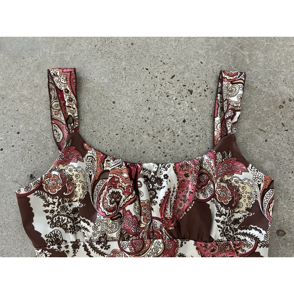 Vintage Y2K Fairy Paisley Tank Top Maroon Ivory Self Esteem Medium Handkerchief - Picture 2 of 8